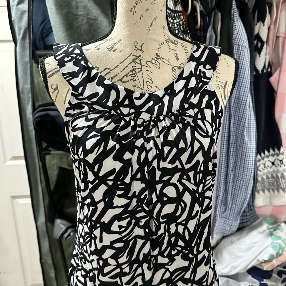 Calvin Klein Black and White Abstract Top